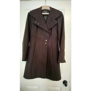 Women’s GUESS Chocolate Brown Wool-Blend Coat – Asymmetrical Button Front Size M